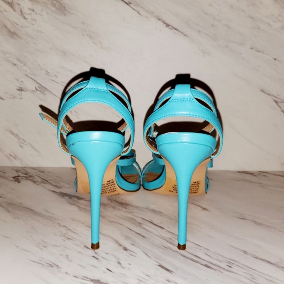 STEVE MADDEN Amada Teal Leather High Heel Sandals - Picture 6 of 9